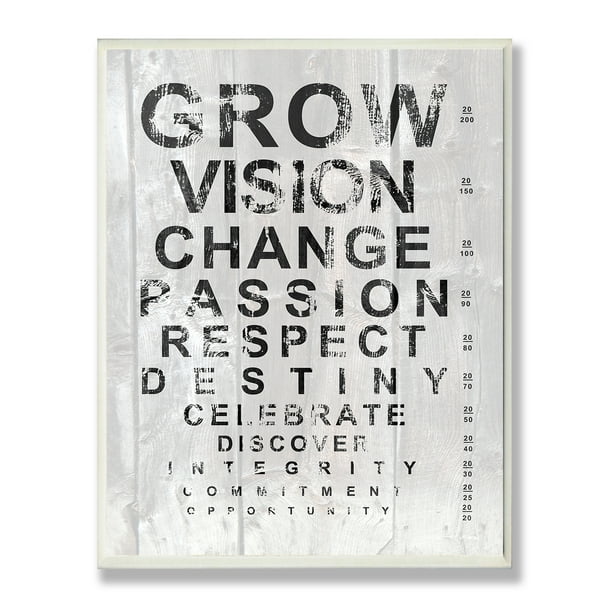 Proudly Made in USA 10 x 0.5 x 15 Stupell Home Décor Grow Eye Chart Inspirational Typography Wall Plaque 